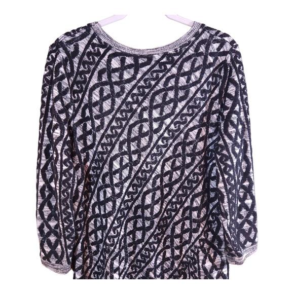 Anthropologie Black and Cream Long Sleeve Dress - Picture 5 of 6